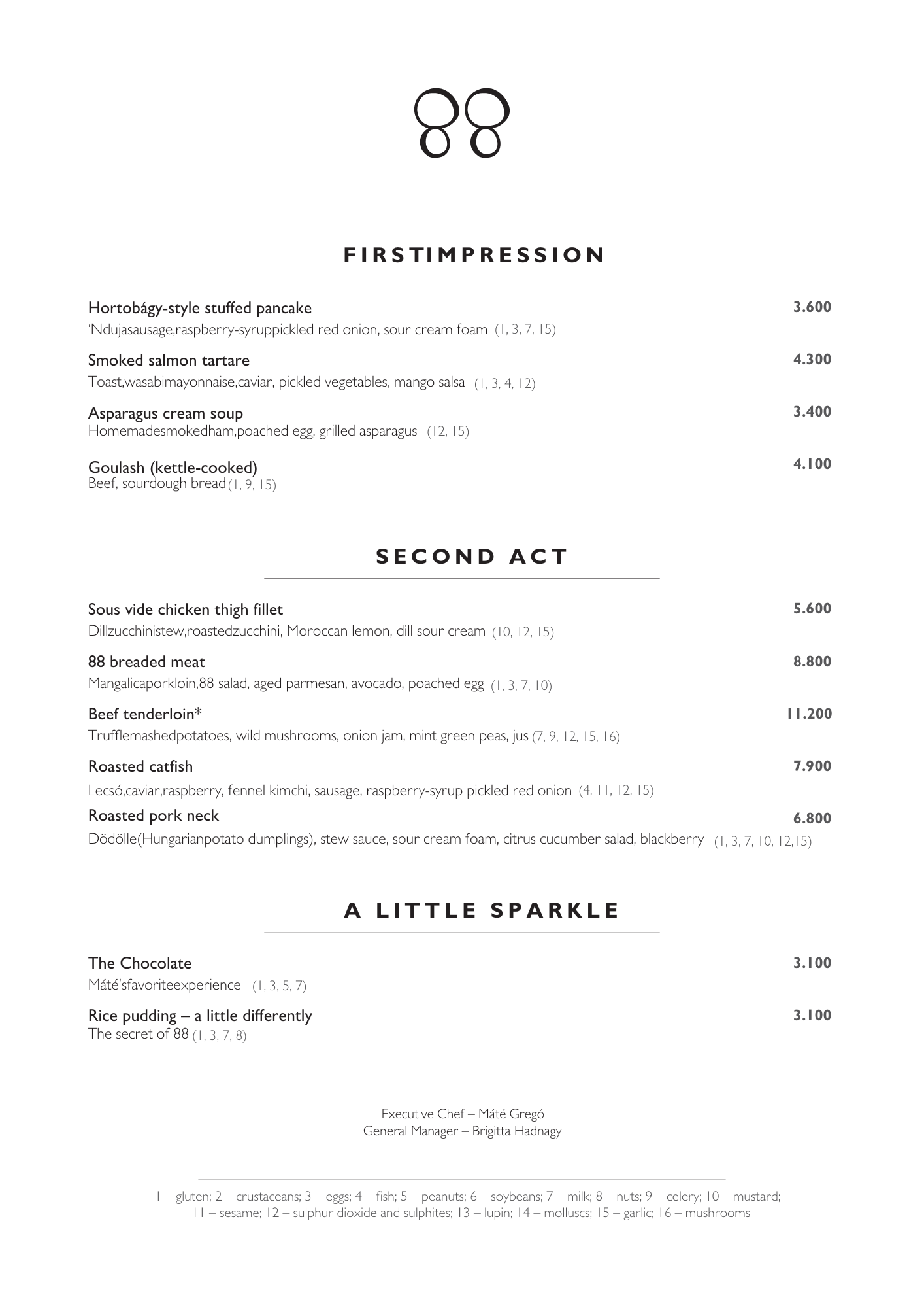 Bükkös Hotel Menu